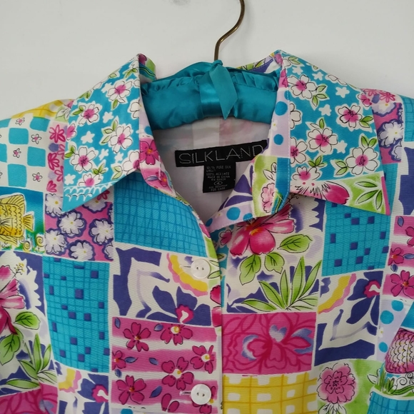 SILKLAND 100% Pure Silk Floral Blazer. - Picture 4 of 5